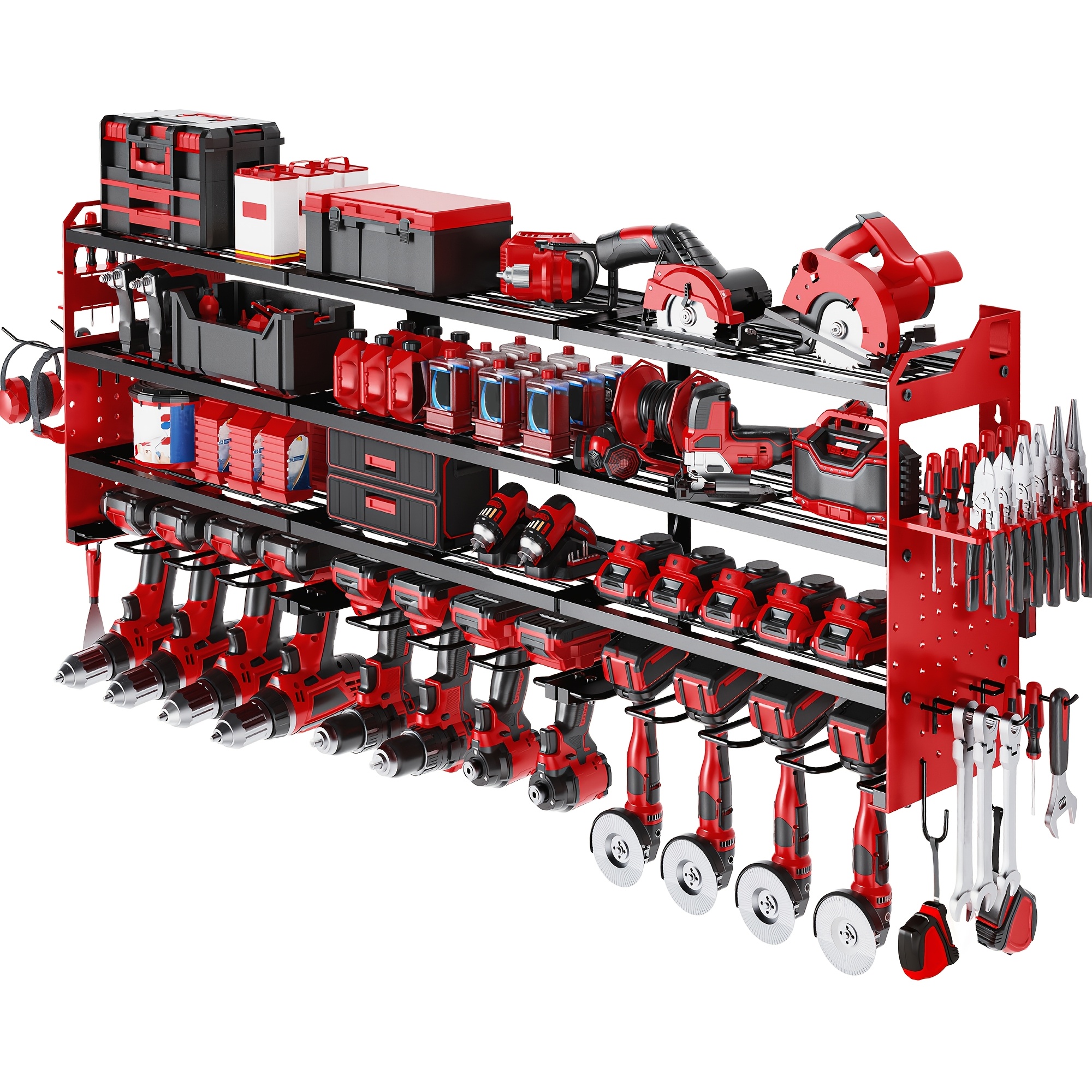 Workshop Tools Types - 4 Layer Power Tool Organizer Wall