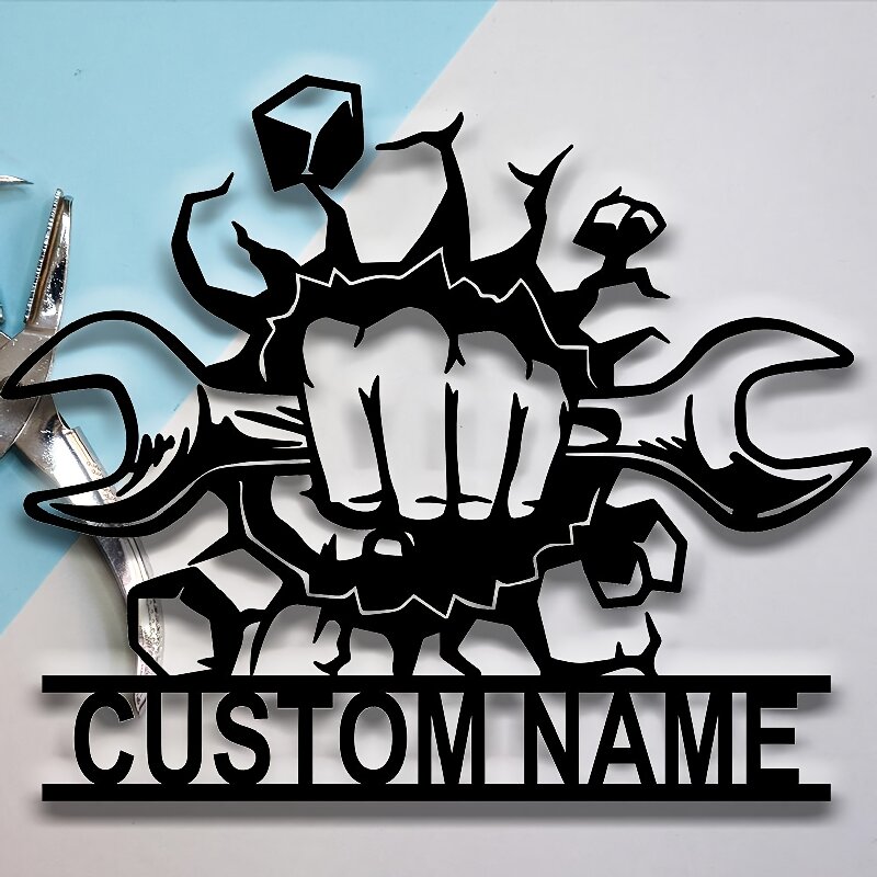 Workshop Tools And Names - Customizable Metal Workshop Wall Signage -
