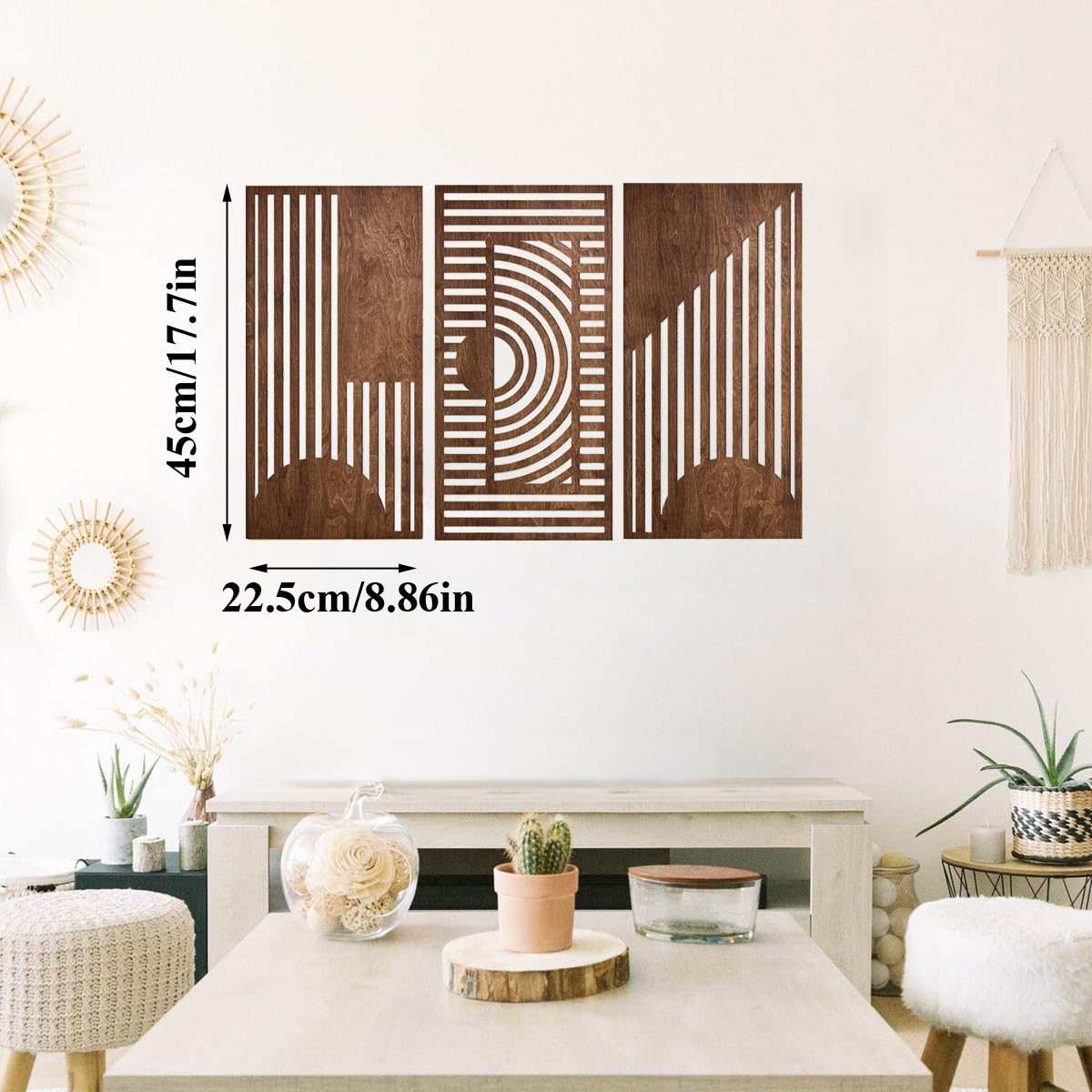 3 Pcs Geometric Wood Wall Art  – Chisel Set Wood Bewertung und Preis